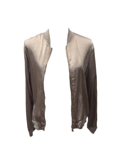 Satin Bommer Jacket in Sand - Feathers Of Italy 