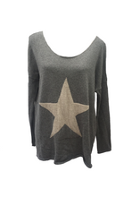 Load image into Gallery viewer, Star Knit Jumper In Grey - Feathers Of Italy 
