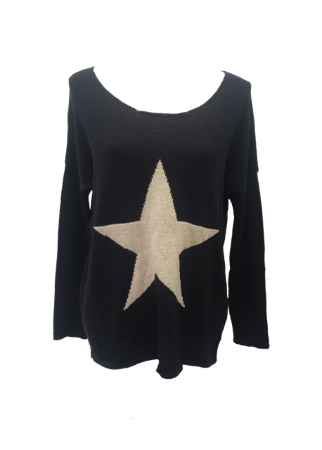 Star Knit Jumper In Navy - Feathers Of Italy 