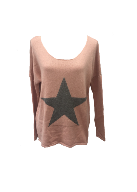 Star Knit Jumper In Pink - Feathers Of Italy 
