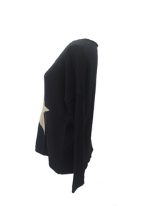 Star Knit Jumper In Navy - Feathers Of Italy 