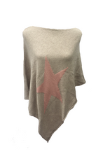 Load image into Gallery viewer, Star Poncho in Beige - Feathers Of Italy 

