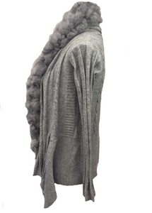 Pom Pom Cardigan in Grey - Feathers Of Italy 