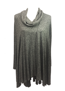 Swing Top with Cowl in Charcoal Marl - Feathers Of Italy 