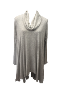 Swing Top with Cowl in Light Grey - Feathers Of Italy 