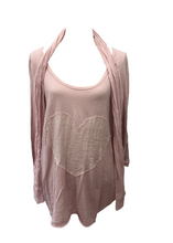 Load image into Gallery viewer, Sienna Soft Cotton Sequin Heart Top With Scarf in Pink Made In italy By Feathers Of Italy One Size - Feathers Of Italy 

