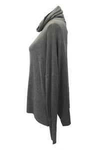 Diamante Cuff Jumper in Grey - Feathers Of Italy 