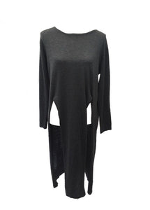 Limited Edition Long Line Jumper with front Splits In Grey - Feathers Of Italy 