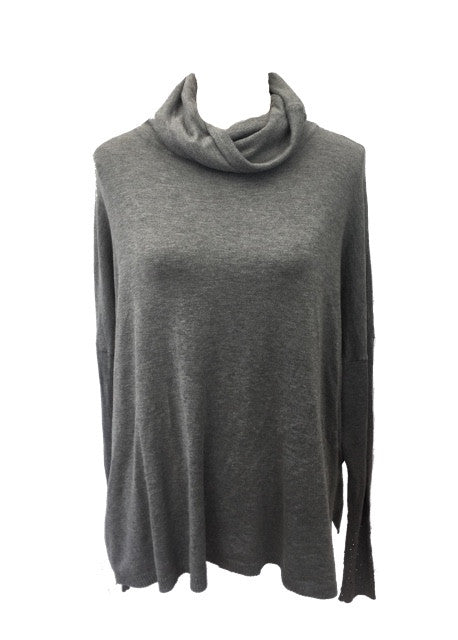 Diamante Cuff Jumper in Grey - Feathers Of Italy 