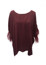 Load image into Gallery viewer, Orciano Pisano Ostrich Trim Top in Ruby Made In Italy By Feathers Of Italy One Size - Feathers Of Italy 
