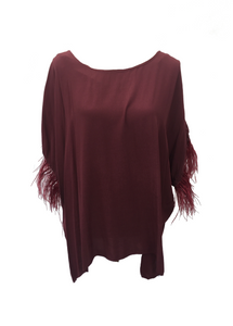 Orciano Pisano Ostrich Trim Top in Ruby Made In Italy By Feathers Of Italy One Size - Feathers Of Italy 