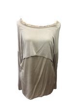 Load image into Gallery viewer, Raggy Edge Silk Layer Top in Stone Made In Italy By Feathers Of Italy One Size - Feathers Of Italy 
