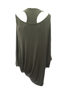 Gauli Oversized Double Top with Batwing Sleeves in Green made In Italy by Feathers Of Italy One Size - Feathers Of Italy 