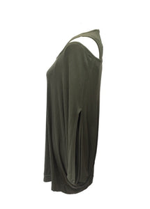 Gauli Oversized Double Top with Batwing Sleeves in Green made In Italy by Feathers Of Italy One Size - Feathers Of Italy 