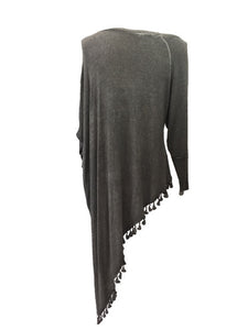 Side Detail Bobble Top Washed Grey - Feathers Of Italy 