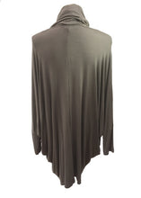 Load image into Gallery viewer, Slouch Long Sleeved T Shirt Top in Mocha With Cowl Neck Scarf Made In Italy By Feathers Of Italy - Feathers Of Italy 
