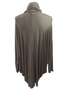 Slouch Long Sleeved T Shirt Top in Mocha With Cowl Neck Scarf Made In Italy By Feathers Of Italy - Feathers Of Italy 