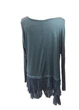 Load image into Gallery viewer, Silk Ruffle Bottom Oversized Jersey Tunic  in Blue Made In Italy - Feathers Of Italy 
