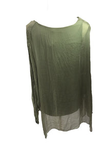 Naples Silk & Sequin Top in Green - Feathers Of Italy 