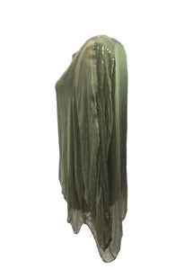 Naples Silk & Sequin Top in Green - Feathers Of Italy 