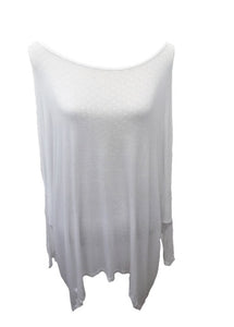 Gauli Oversized Fine Knit Top in White Made In Italy by Feathers Of Italy One Size - Feathers Of Italy 