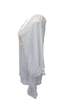 Load image into Gallery viewer, Sienna Lace Cotton Kimono in White Made In Italy By Feathers Of Italy One Size - Feathers Of Italy 
