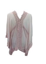 Load image into Gallery viewer, Sienna Lace Cotton Kimono in Pink Made In Italy By Feathers Of Italy One Size - Feathers Of Italy 
