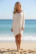 Oversized Cotton Cocoon Summer Dress in Vanilla One Size Made In Italy by Feathers Of Italy - Feathers Of Italy 
