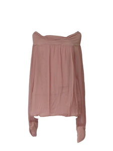 Luccia Silk Top in Dusky Pink With Off The Shoulder Detail Made In Italy By Feathers Of Italy One Size - Feathers Of Italy 