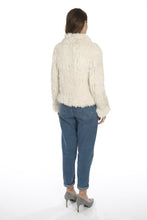 Load image into Gallery viewer, Scalloped Fur Jacket With Signature Collar in Cream - Feathers Of Italy - Feathers Of Italy 
