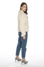 Load image into Gallery viewer, Scalloped Fur Jacket With Signature Collar in Cream - Feathers Of Italy - Feathers Of Italy 
