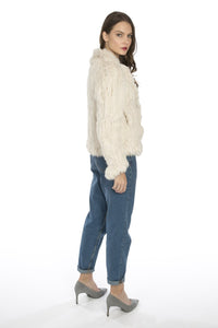 Scalloped Fur Jacket With Signature Collar in Cream - Feathers Of Italy - Feathers Of Italy 