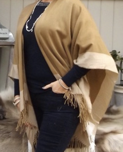 bordered reversible wrap cape