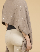 Load image into Gallery viewer, Luxury Cashmere Sequined Wrap in Mocha - Feathers Of Italy 
