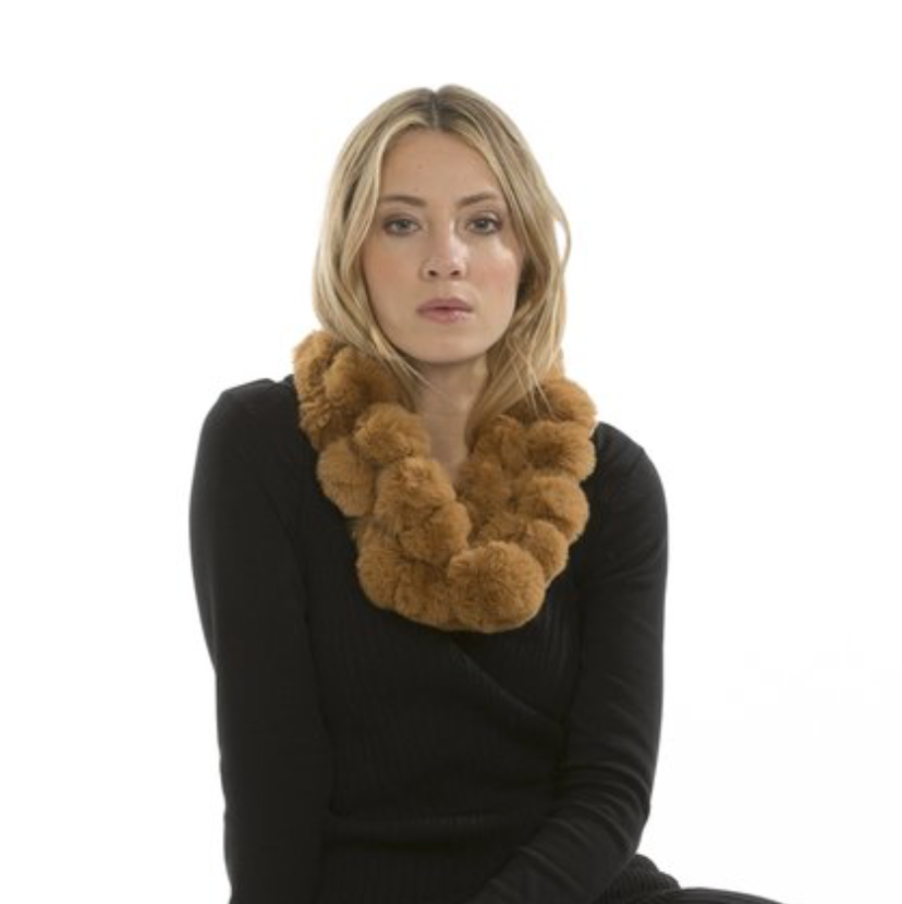 coney fur pom pom scarf