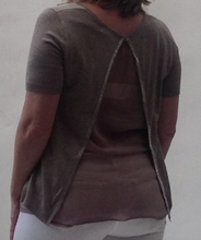 Load image into Gallery viewer, Diamante &amp; Voile Fanback Jumper in Mocha - Feathers Of Italy 
