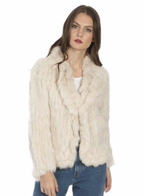 Scalloped Fur Jacket With Signature Collar in Cream - Feathers Of Italy - Feathers Of Italy 