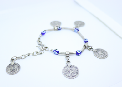 Turkish Eye and Coin Bracelet - Turkish Designer - Feathers Of Italy 