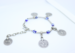 Turkish Eye and Coin Bracelet - Turkish Designer - Feathers Of Italy 