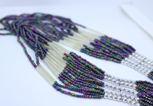 Load image into Gallery viewer, Silver and Multi Coloured Purple and Blue Mix Bead Necklace - by Feathers Of Italy - Feathers Of Italy 
