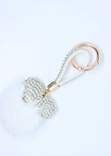 Load image into Gallery viewer, Limited Edition Heart Fur Key Ring in Grey or White Diamond Encrusted - Feathers Of Italy 
