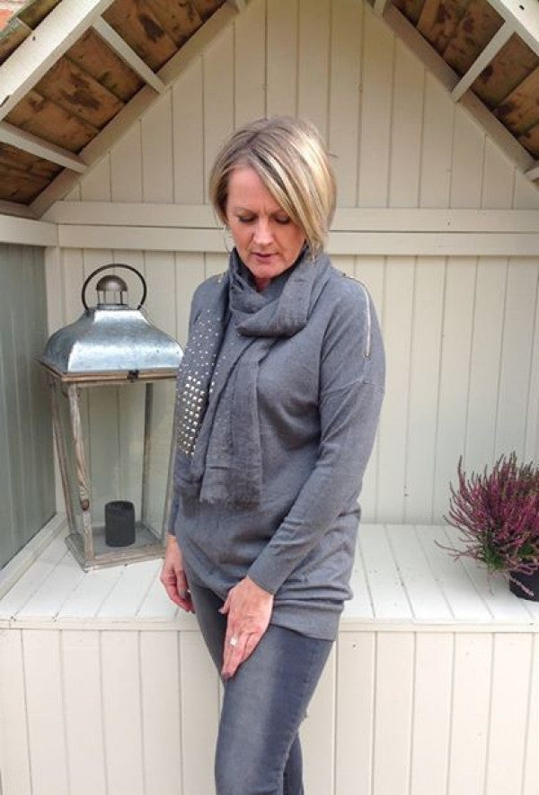 Monza Zip Jumper in Grey - Feathers Of Italy 