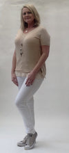Load image into Gallery viewer, Diamante &amp; Voile Fanback Jumper in Apricot - Feathers Of Italy 

