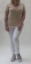 Load image into Gallery viewer, Diamante &amp; Voile Fanback Jumper in Apricot - Feathers Of Italy 
