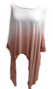 Dip Dyed Oversized Cotton Top in Pink One Size - Feathers Of Italy 