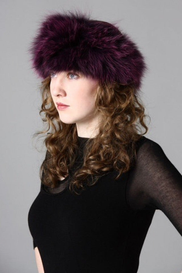 Fox Fur Headband in Wine - Feathers Of Italy 