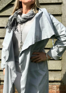 Pisa Scarf Stone and Grey Silk and Cotton Scarf Made In Italy by Feathers Of Italy - Feathers Of Italy 