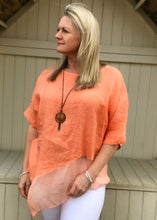 Load image into Gallery viewer, Silk layer Linen Top in Orange Made in Italy by Feathers Of Italy One Size - Feathers Of Italy 
