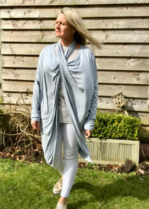 Multi-Wear Soft Drape Jersey Cotton Jacket/ Top in White Made In Italy by Feathers Of Italy One SIze - Feathers Of Italy 
