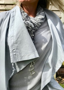 Pisa Scarf Stone and Grey Silk and Cotton Scarf Made In Italy by Feathers Of Italy - Feathers Of Italy 
